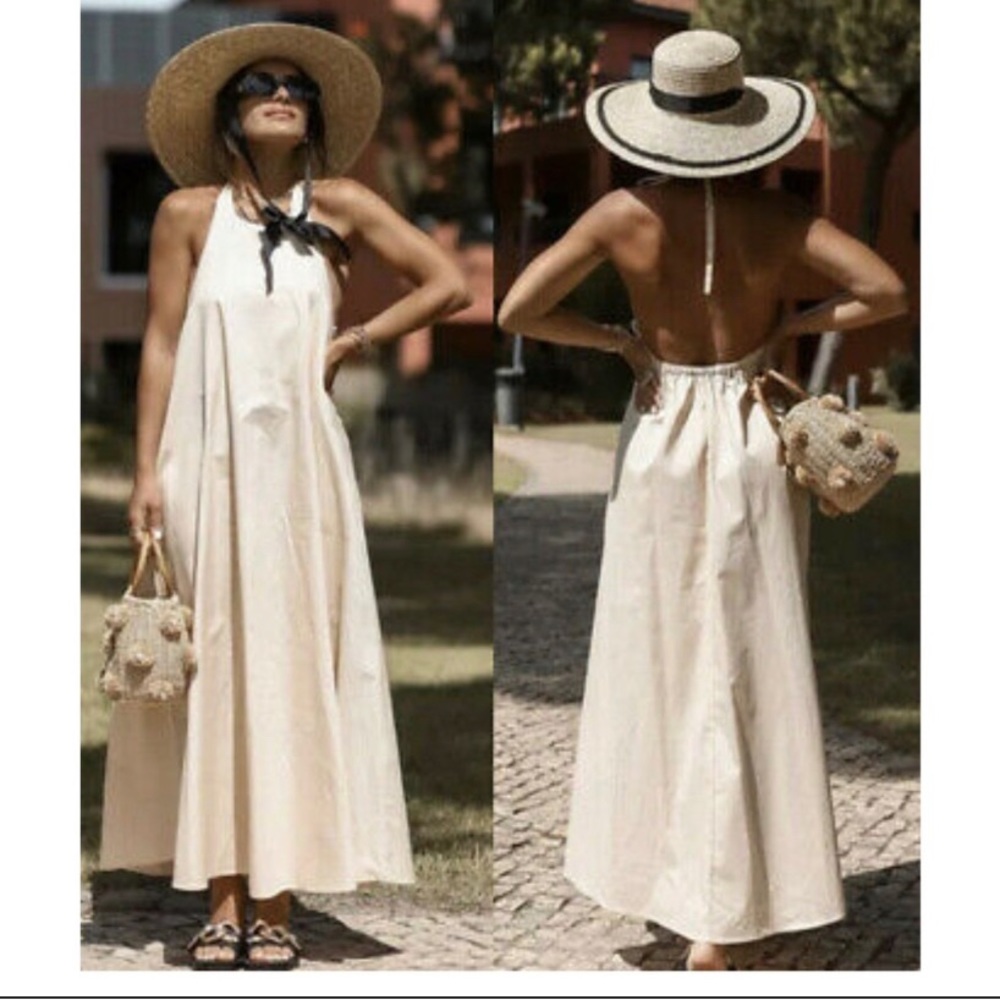 Zara poplin halter midi dress